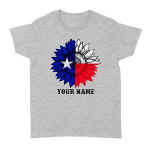 Texas flag sunflower customized name patriot Texas state flag Women's T-shirt D03 NQS2495