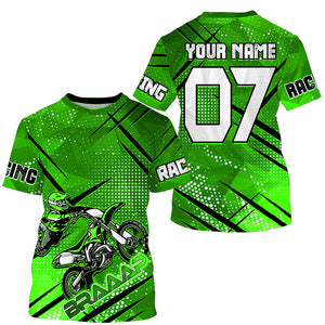 Dirt bike racing jersey custom green Motocross youth men women UPF30+ off-road extreme MX shirt PDT335