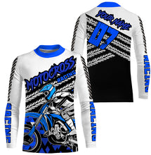 Load image into Gallery viewer, Personalized blue motocross kid men women jersey UPF30+ extreme off-road motorcycle shirt biker PDT414