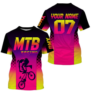 Pink MTB racing jersey girls boys UPF30+ mountain bike gear mens cycling jersey kids riding shirt| SLC277