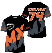 Load image into Gallery viewer, Personalized black MX racing jersey for youth men women Motocross off-road UV biker riding shirt PDT152