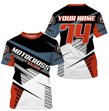 Load image into Gallery viewer, Customized name&amp;number Motocross off-road youth adult UPF30+ dirt bike racing jersey blue and white PDT185