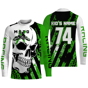 Skull MotoX jersey custom number motocross UV protective green dirt bike racing motorcycle racewear NMS948