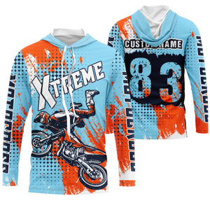 Personalized blue Motocross jersey adult&kid dirt bike shirt UV protective MX extreme motorcycle PDT21