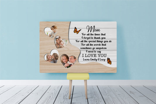 Thank You Mom Personalized Canvas Thoughtful Mother's Day Gift Custom Photo Collage for Best Mom Ever N2538