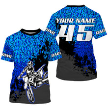 Load image into Gallery viewer, Motocross jersey custom name number kids boys girls UV extreme blue MX shirt off-road motorcycle PDT143