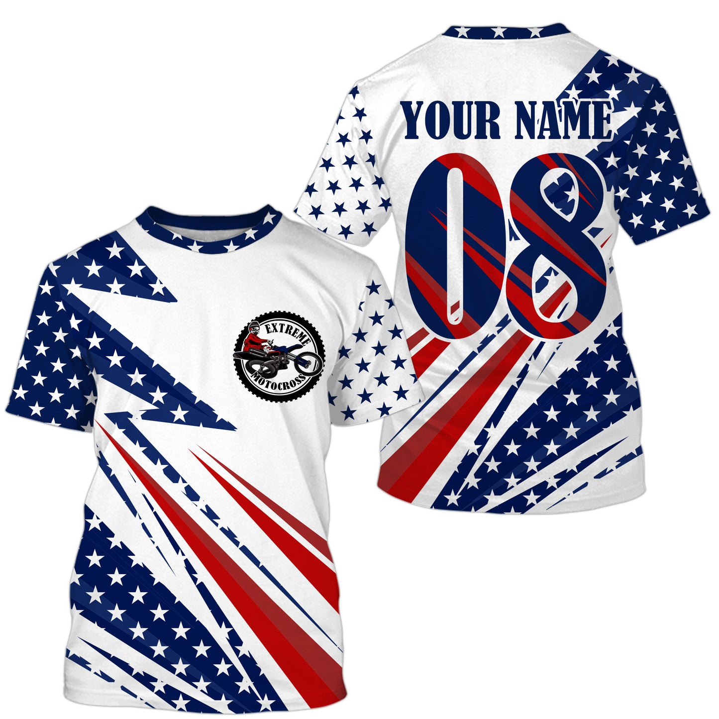 Motocross off-road jersey custom dirt bike kid&adult UPF30+ MX American Flag motorcycle shirt PDT201