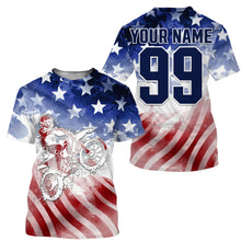 Load image into Gallery viewer, Personalized Motocross jersey youth adult UV American flag racing patriotic dirt bike offroad shirt PDT165