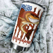 Load image into Gallery viewer, 1pc funny Redfish fishing American flag ChipteeAmz&#39;s art Custom Stainless Steel Tumbler Cup AT063