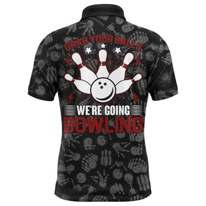 Grab Your Balls Funny Men Polo Bowling Shirt, Personalized Short Sleeves Bowlers Jersey NBP39