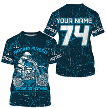 Load image into Gallery viewer, Blue dirt bike jersey men women youth custom UPF30+ Motocross racing or nothing off-road shirt  PDT209