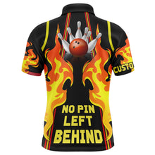 Load image into Gallery viewer, No Pin Left Behind Personalized Men Polo Bowling Shirt, Cool Flame Bowler Jersey NBP26