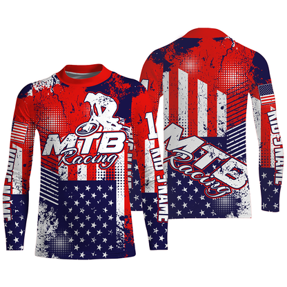 Custom American MTB jersey UPF30+ kid adult mountain biking shirt USA cycling gear bicycle clothes| SLC96