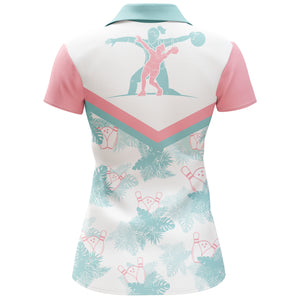 Personalized Women Polo Bowling Shirt Tropical Pattern Short Sleeve Polo Female Bowlers Jersey NBP29