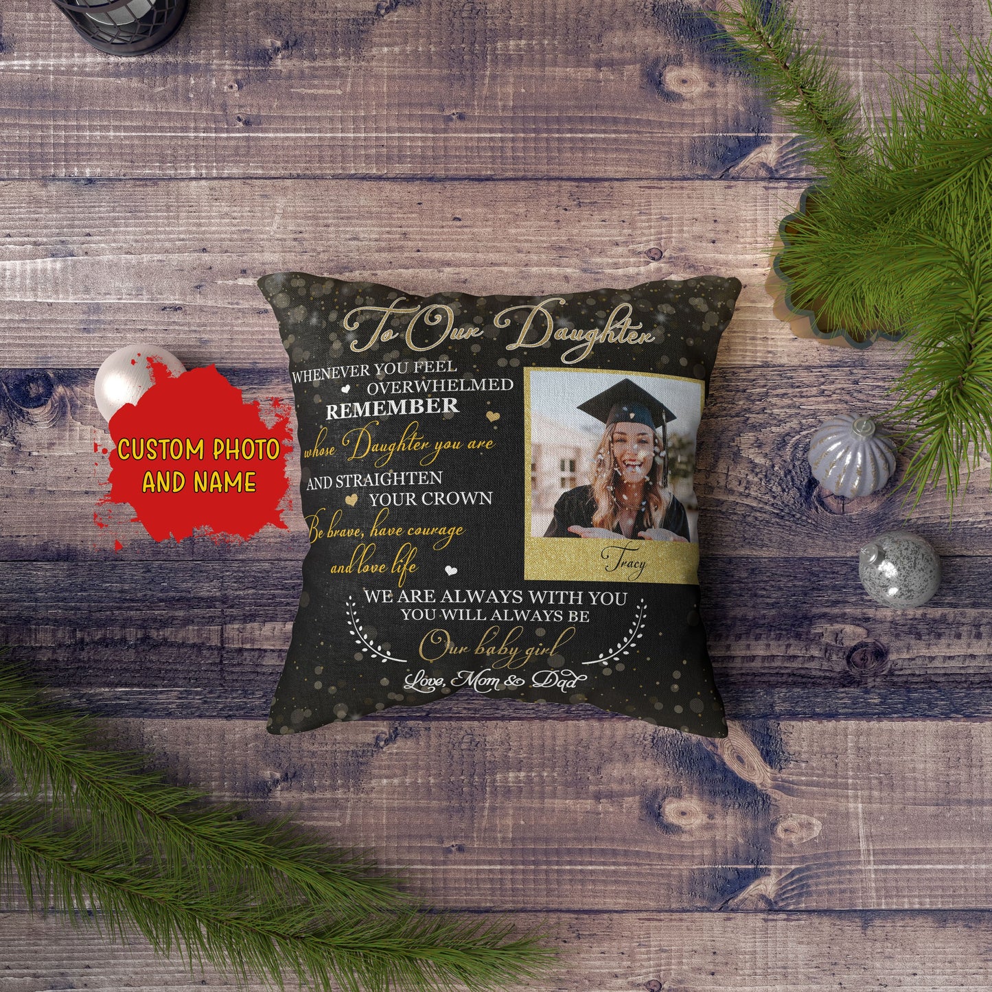 Personalized Graduation Pillow to Our Daughter, Custom High School College Grad Congrats All-over Print| NPL63