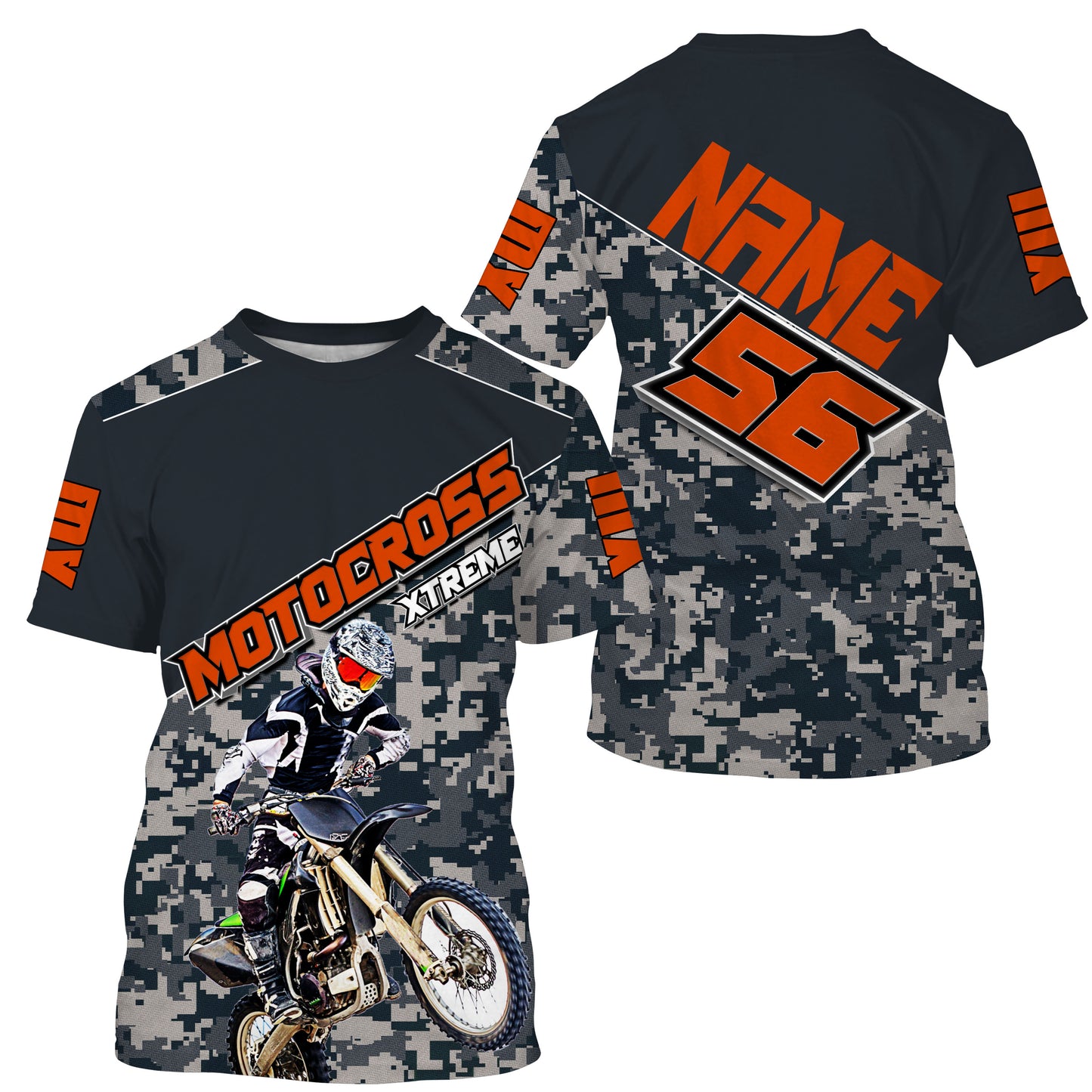 MX jersey custom name&number kid&adult blue camo UPF30+ extreme Motocross shirt off-road motorcycle PDT144