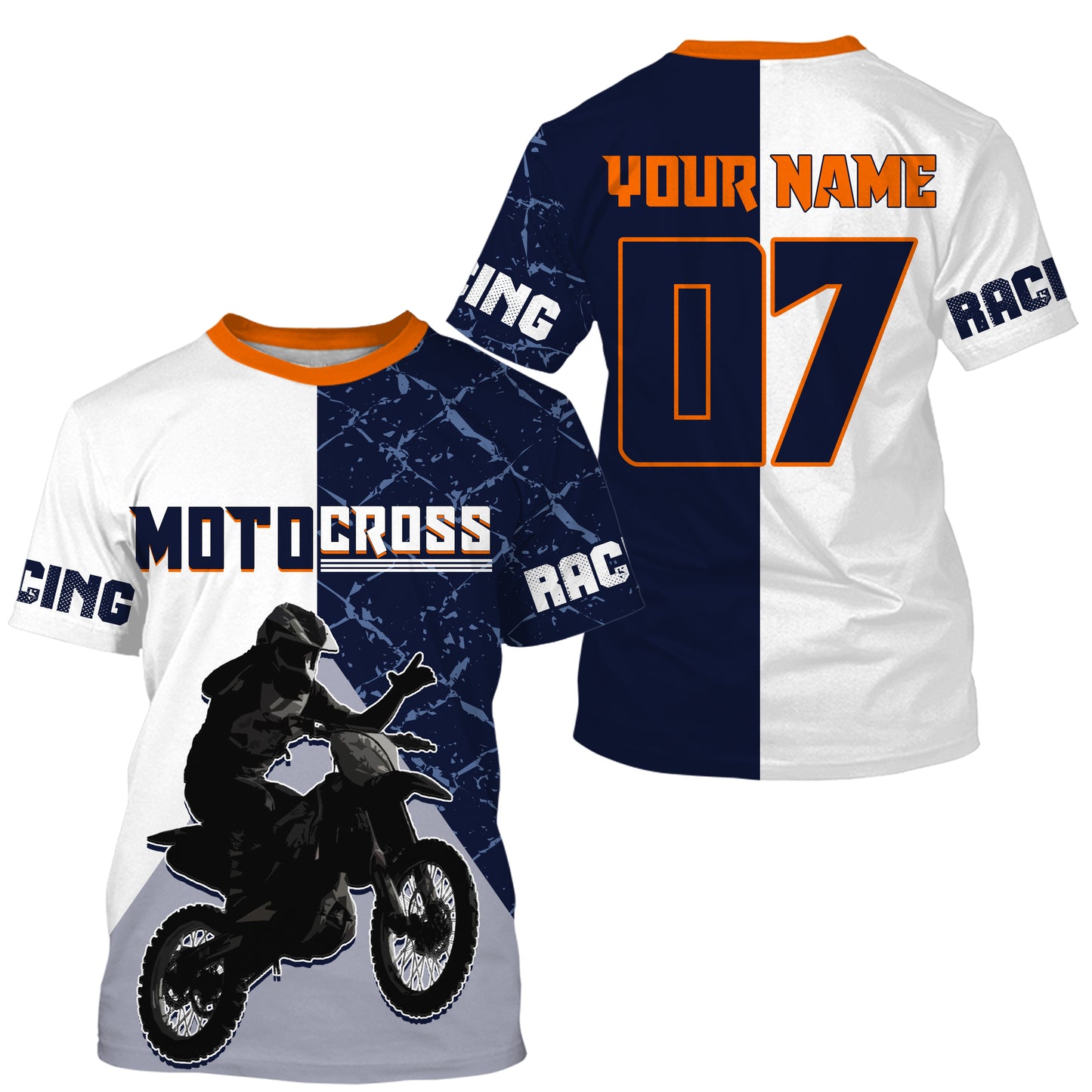 Personalized Motocross off-road jersey white UPF30+ dirt bike men kid women long sleeves motorcycle PDT171