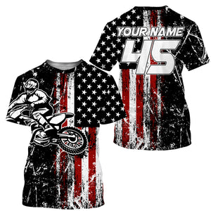 custom Dirt Bike jersey kid adult upf30+ American motocross off-road shirt motorcycle patriotic PDT436