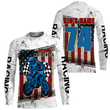 Load image into Gallery viewer, Personalized Motocross jersey for kid adult UPF30+ Patriotic dirt bike shirt American Flag PDT398