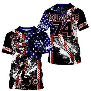 Patriotic dirt bike freestyle kid men women custom MX jersey UPF30+ USA Motocross gear racing shirt PDT349