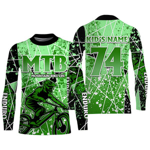 MTB life Personalized adult kid MTB jersey UPF30+ Green mountain bike gear Cycling downhill shirt| SLC226