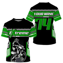Load image into Gallery viewer, Motocross jersey personalized UPF30+ extreme dirt bike youth men women green MX racing shirt PDT249