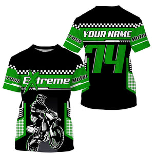 Motocross jersey personalized UPF30+ extreme dirt bike youth men women green MX racing shirt PDT249