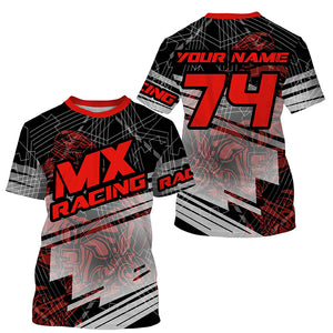 Personalized Motocross Jersey Youth Men Women Red Dirt Bike Off-Road Shirt UPF30+ Motorcycle PDT379