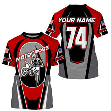Load image into Gallery viewer, Personalized red Motocross off-road jersey kid adult UPF30+ Biker extreme MX long sleeves shirt PDT250
