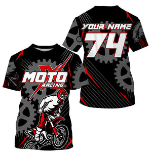 Personalized red dirt bike jersey for kid&adult UPF30+ Motocross racing MotoX off-road shirt PDT366