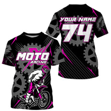 Load image into Gallery viewer, Pink dirt bike jersey for kid women men UPF30+ extreme custom Motocross off-road shirt PDT365