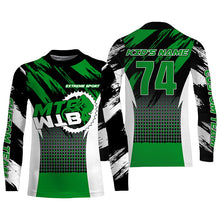 Load image into Gallery viewer, Green MTB riding jersey youth kids UPF30+ mountain bike gear boys girls cycling downhill MTB shirt| SLC246