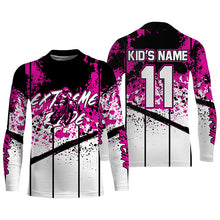 Load image into Gallery viewer, Custom Motocross jersey kid&amp;adult MotoX extreme dirt road UV protective pink dirt bike shirt PDT369