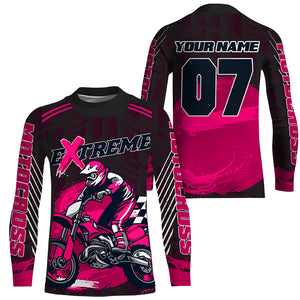 Adult&youth pink Motocross jersey UPF30+ extreme dirt bike racing off-road motorcycle shirt PDT293