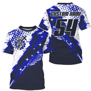 Youth kid adult custom jersey for Motocross UPF30+ blue MX shirt biker extreme off-road motorcycle PDT98