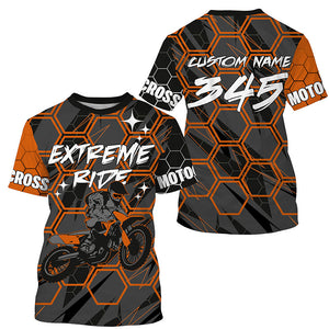 Orange Motocross kid&adult jersey UPF30+ extreme ride custom dirt bike shirt off-road PDT361