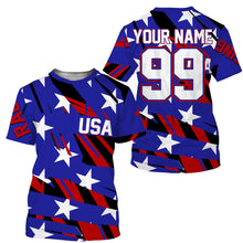 Load image into Gallery viewer, USA Motocross jersey youth women men Patriotic UPF30+ custom Dirt Bike off-road motorcycle shirt PDT410