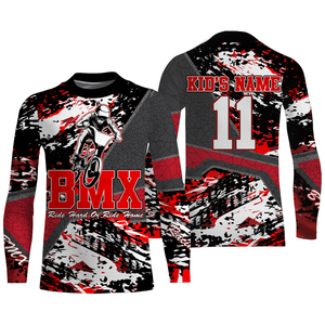 Personalized Red BMX jersey for adult kid UPF30+ riding shirt Off-road cycling gear bicycle clothes| SLC82
