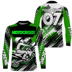 Green custom Motocross jersey uv protective MX shirt for kid men women dirt bike racing racewear PDT294
