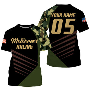 Personalized motocross jersey for youth men dirt bike off-road camo UPF30+ riding shirt motorcycle PDT157