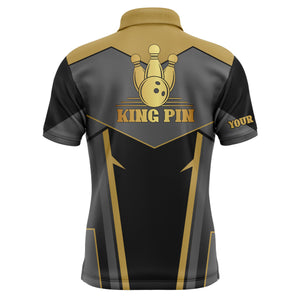 King Pin Custom Bowling Shirt for Men, Team Bowling Polo Short Sleeve, 3D Print Men Bowlers Shirt NBP16