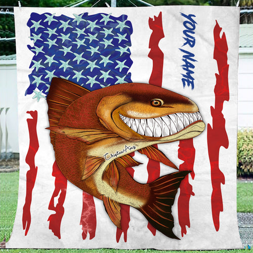 Personalized American flag fish hook Fishing Blanket, Gifts For Fisher –  ChipteeAmz