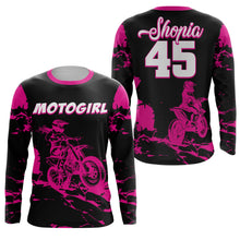 Load image into Gallery viewer, Pink MotoGirl Personalized Jersey UPF30+ Dirt Bike Racing Motocross Off-road Long Sleeves NMS1180