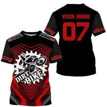 Load image into Gallery viewer, Kid&amp;adult red dirt bike jersey personalized MX racing UPF30+ Motocross off-road motorcycle shirt PDT285