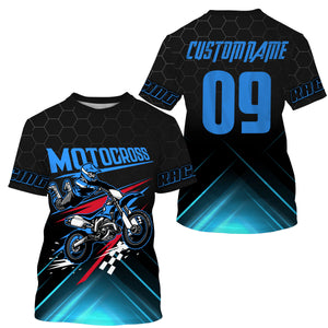 UPF30+ custom adult&kid blue dirt bike jersey freestyle Motocross for life biker MX motorcycle PDT53