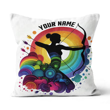 Load image into Gallery viewer, Multicolor Funny Women Player Archery Custom Name Archery White Pillows TDM0826