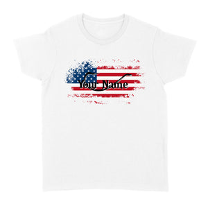Custom name American Flag Fish Hook fishing Women's T-shirt, personalized fishing apparel gift for Fishing lovers- NQS1198