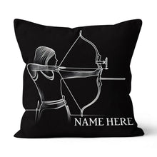 Load image into Gallery viewer, Customized Women Archer Line Drawing Black Pillow, Archery Pillow Gifts TDM0855