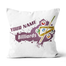 Load image into Gallery viewer, Personalized Billiard Balls Throw Pillow Custom Pillow Top Billiard Gift VHM0854