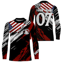 Load image into Gallery viewer, Personalized USA flag Motocross jersey UPF30+ dirt bike off-road shirt kid men women Patriotic PDT352